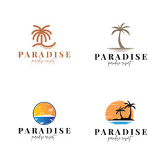 beach resort palm tree logo icon vector illustration template design