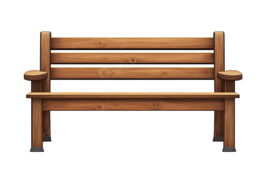 A rustic wooden bench offers a quiet space for reflection and respite under the trees A on transparent background