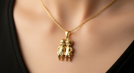 Gold Gemini Twins Necklace Elegant Zodiac Pendant Jewelry for Women