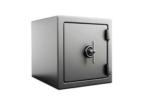   image of a steel safe isolated on white background PNG, ai generated
