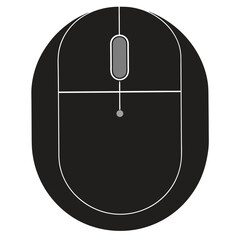 Minimalist black computer mouse icon with white outline and gray scroll wheel