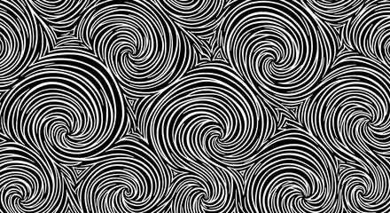 Fototapeta premium Hypnotic Swirl Pattern – Black and White Psychedelic Texture 
