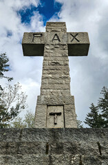 War memorial with cross on the hill