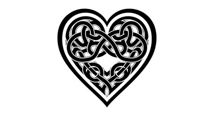 Celtic Heart Knot – Intricate Love Symbol Line Art
