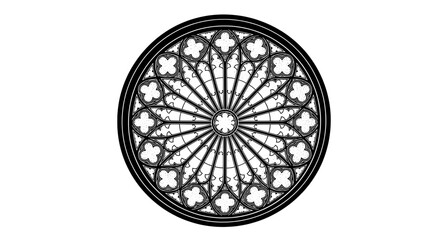 Stained Glass Rose Window – Gothic Cathedral Circular Pattern
