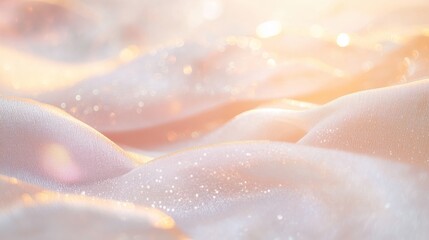 Fototapeta premium Waves of soft fabric illuminated by warm sunlight create a serene and tranquil atmosphere in a cozy setting