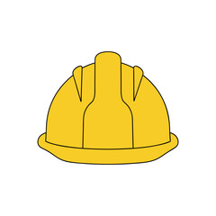 Front View Yellow Hard Hat Construction Safety Flat Design Vector Illustration - Worker Protection Graphic