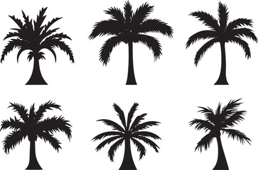 set of silhouette vector of palm trees