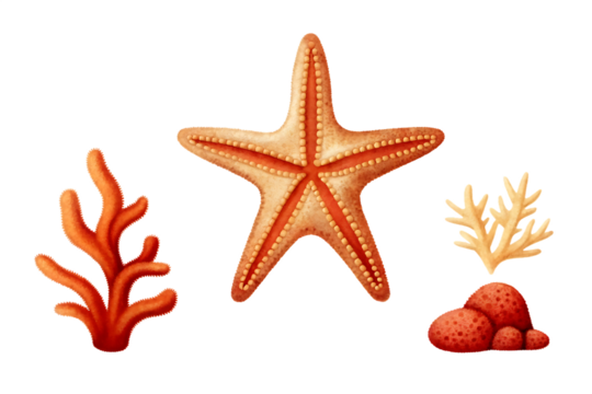 sea starfish illustration summer ocean marine isolated on white background PNG, ai generated