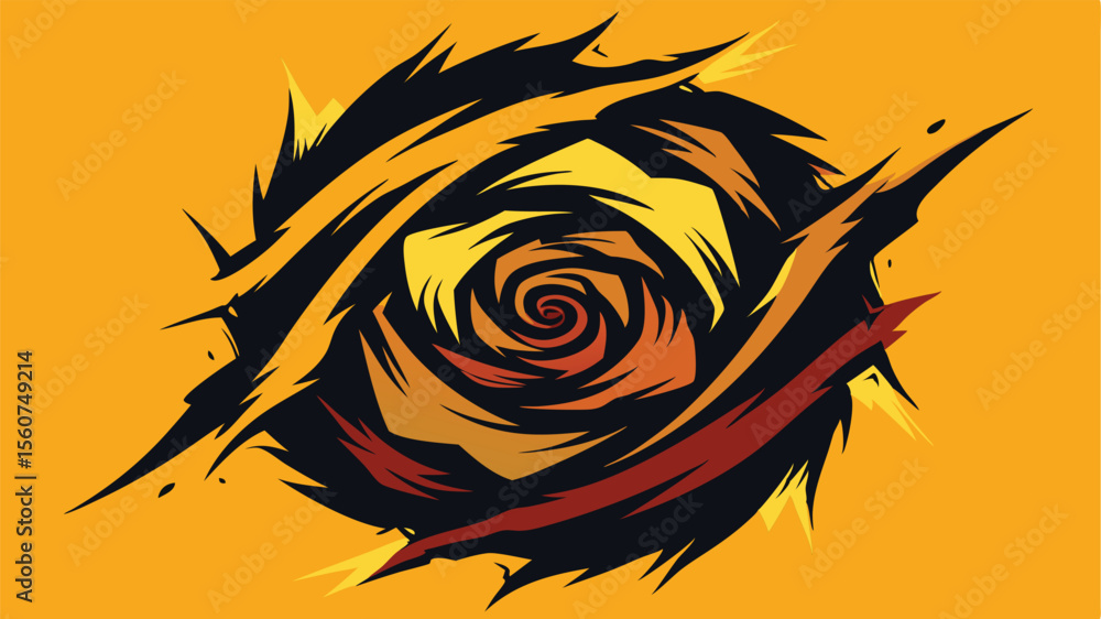 Poster abstract circular design with bold colors and graphic elements on transparent background