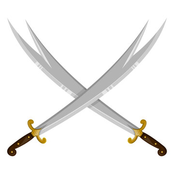 Islamic Zulfikar Sword Logo. Crossed Double-Edged Dhulfikar of Ali Ibn Abi Talib. High-Quality Vector Illustration for Icons, Symbols, and Graphic Design Elements