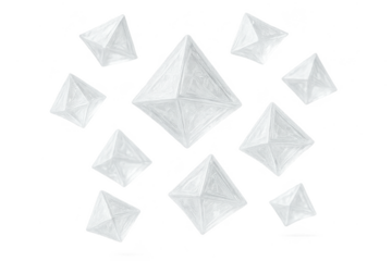 White pyramid-shaped salt crystals isolated on a transparent background