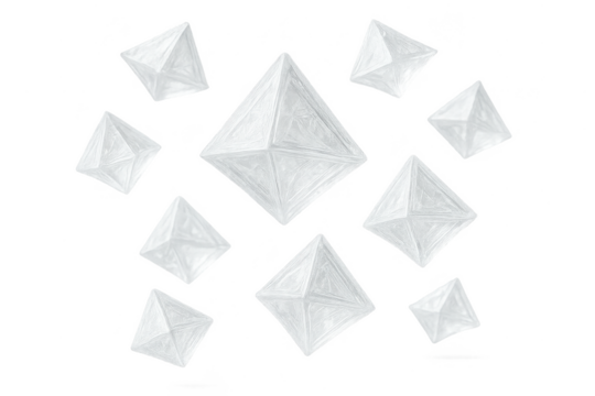 White pyramid-shaped salt crystals isolated on a transparent background