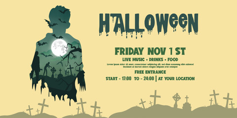 vector illustration of a scary Halloween banner