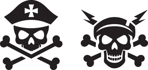 pirate skull and crossbones vector silhouette
