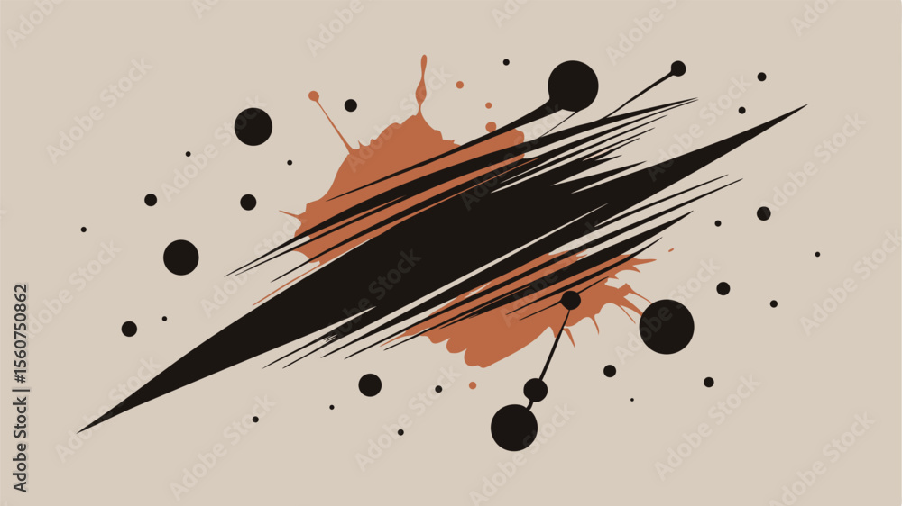 Poster abstract composition of splashes, lines, and circles suitable for modern design concepts
