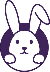 Cute White Rabbit Head - Minimalist Pet & Animal Design