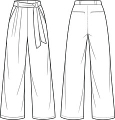 Effortless Chic Women's Wide-Leg Trousers with Tie Waist: Fashionable Flowy Pants for Comfort and Style, Versatile Apparel for Everyday Elegance.