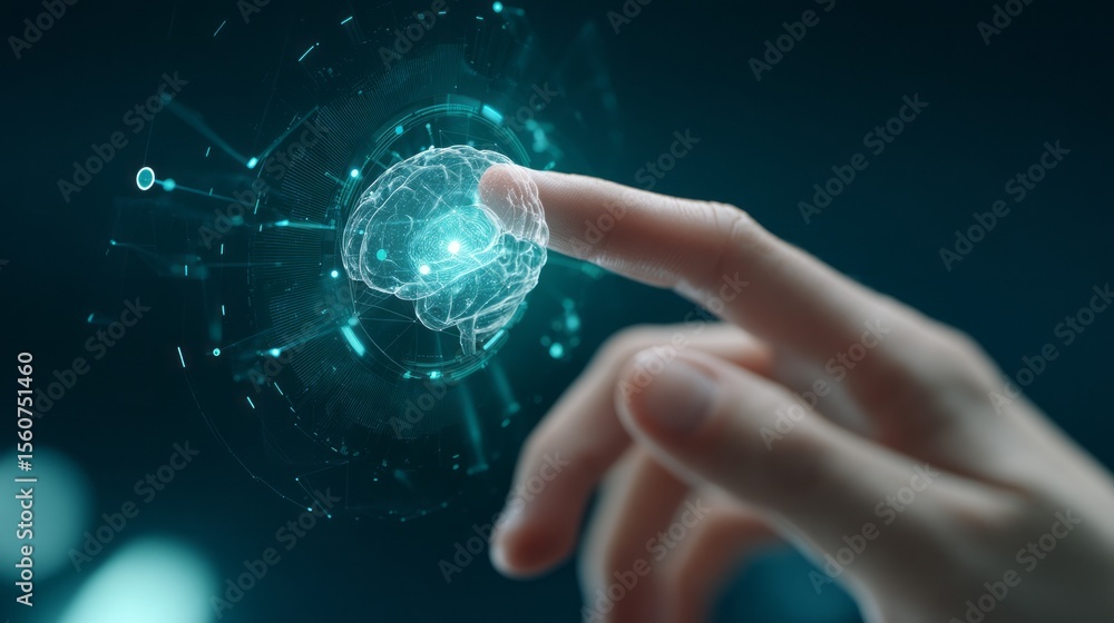 Fototapete digital brain interface futuristic technology neural network artificial intelligence innovation mind