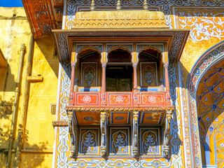 View of scenic gate at Gangori Bazaar in Jaipur, India. Jaipur, India.