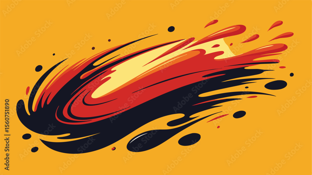 Poster abstract design of dynamic splashes with vibrant colors on transparent background