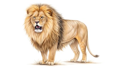 Obraz premium Watercolor lion isolated on white background