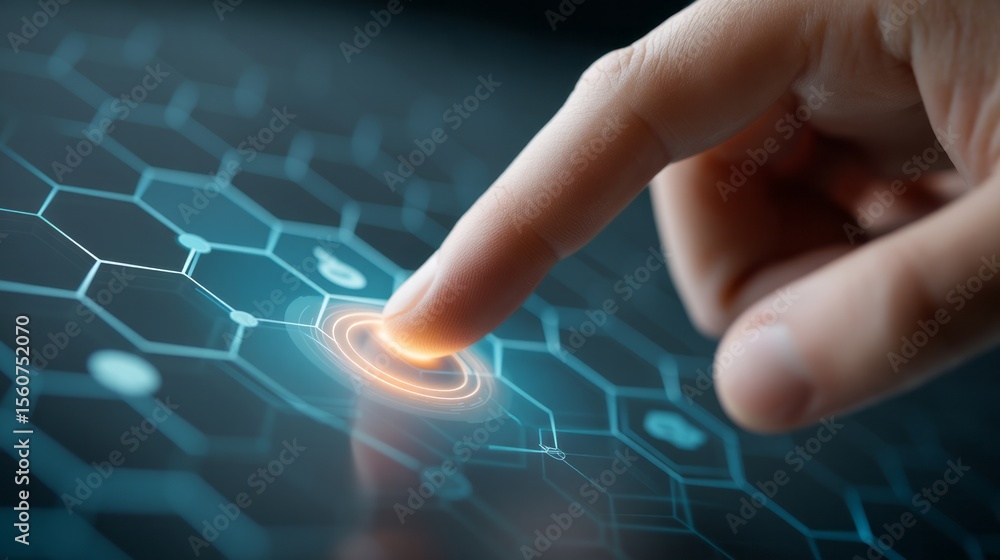 Fototapete digital technology futuristic interface finger touch screen abstract network connection modern innov