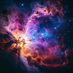 vibrant colorful nebula with sparkling stars in deep space