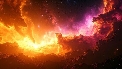 vibrant colorful nebula with sparkling stars in deep space