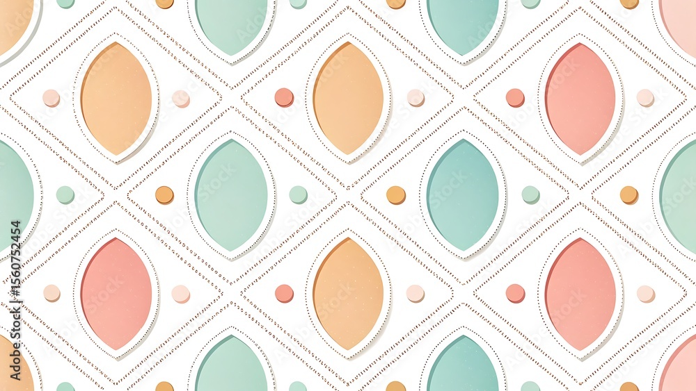 Poster pastel geometric pattern with diamond and oval shapes, simple vector background design for modern ar