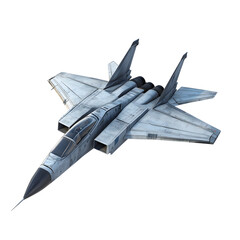 Modern military fighter jet with twin engines and delta wings in a realistic 3d render isolated on transparent background