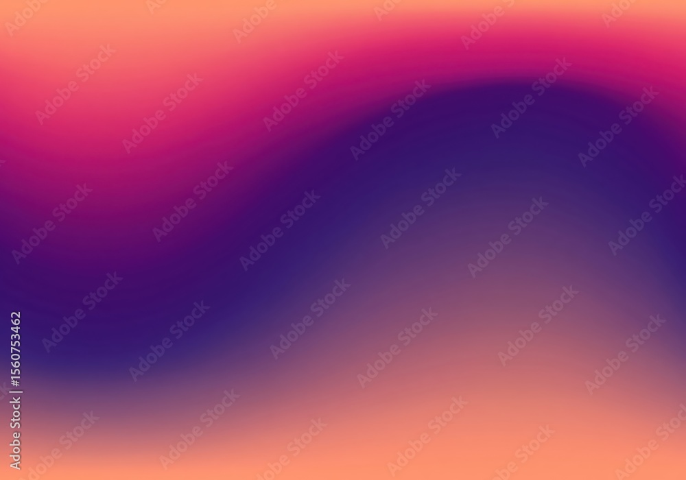 Poster vibrant fluid gradient abstract art. smooth color blend transitions from soft peach to deep magenta 
