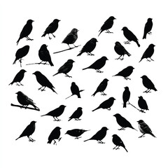 Fototapeta premium bird flock silhouette set, Black & White silhouette set
