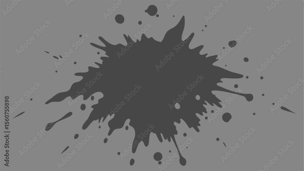 Poster abstract gray ink splatter with transparency isolated on a white or customizable background