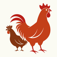 Stylish Rooster with Gradient Feathers and Hen Design for Rural