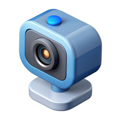 Blue webcam 3d render isolated on transparent background