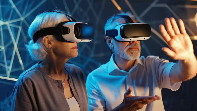 Seniors enjoy VR experiences at tech event together