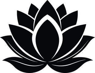 lotus flower silhouette symbol spiritual floral vector icon