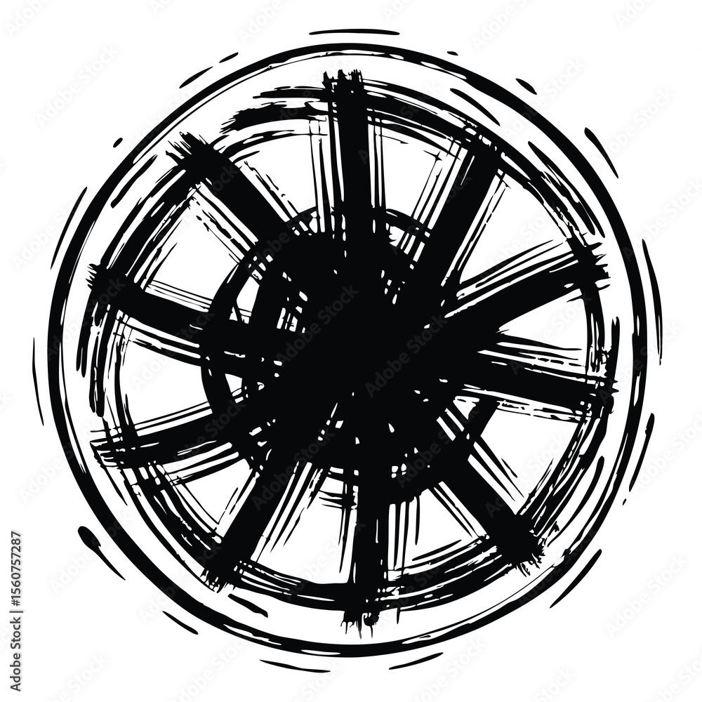Poster abstract grunge wheel brush stroke design with transparency for various design applications