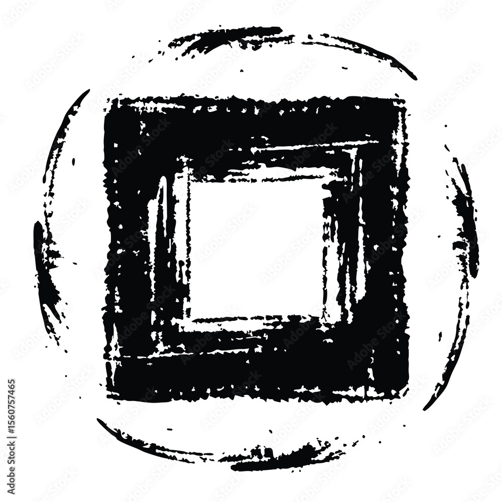 Poster abstract grungy design element featuring a square inside a circle shape with transparency