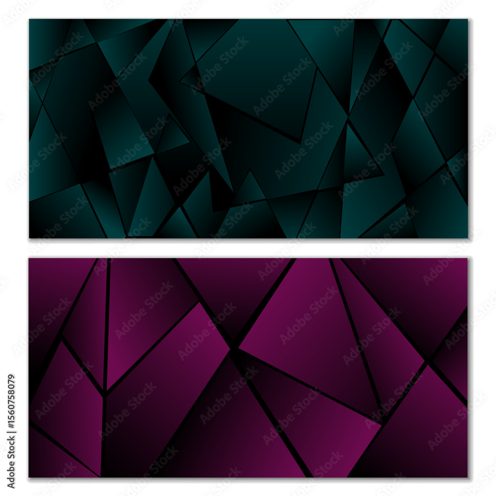 Aufkleber abstract polygonal pattern. set of two dark gradient polygonal backgrounds. background design, cover