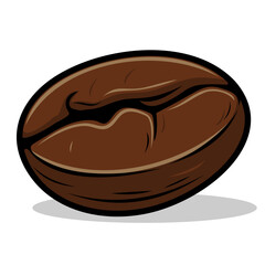 Brown Coffee Bean Icon. Flat Cartoon Style Vector Logo, Badge, Sticker, and Template. Isolated on White Background. Scalable and Editable EPS Illustration for Design Graphic and Branding