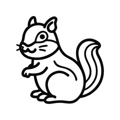 cute chipmunk character illustration in minimalist style with black outlines