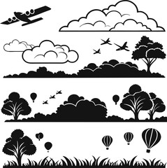 Nature Cloud Silhouette Icons for UI Design