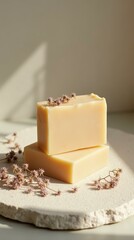 Vertical mockup with handmade soap and stone texture — perfect for packaging, wellness and content