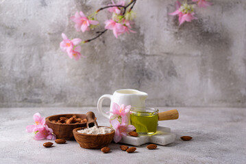 Almond alternative milk, oil and flour