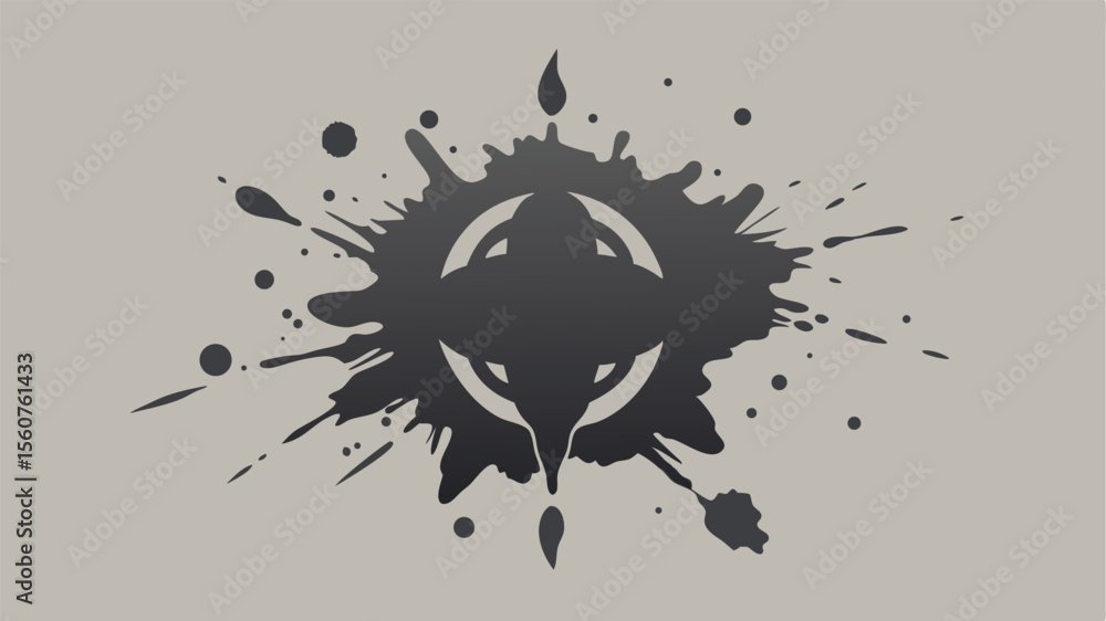 Poster abstract splatter ink design with geometric circle shape for versatile graphic applications