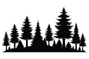 Fototapeta premium Majestic silhouette of a pine forest landscape