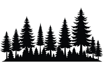 Fototapeta premium Majestic evergreen forest silhouette black and white