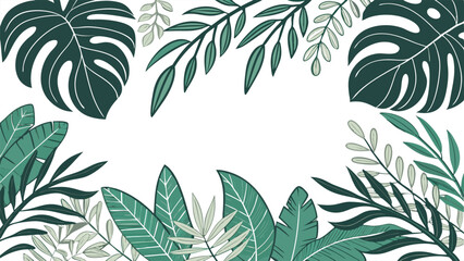 Fototapeta premium Elegant botanical arrangement of tropical leaves in varying shades of green creating a natural design element.
